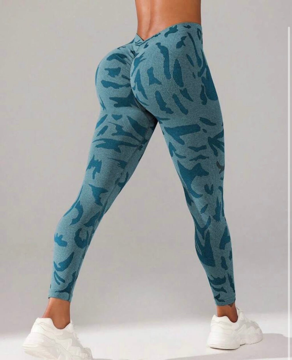 Blue Camo High-Waist Sculpting Leggings