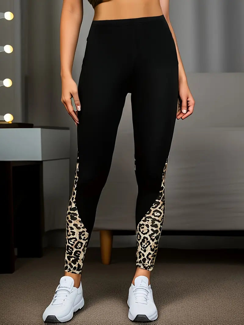Women’s Black Leopard Accent Leggings