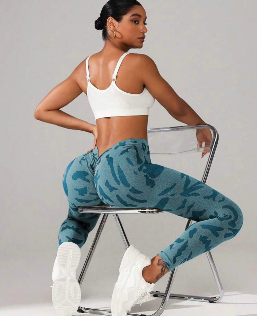 Blue Camo High-Waist Sculpting Leggings