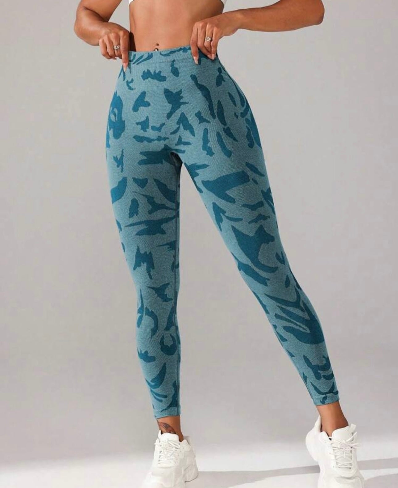 Blue Camo High-Waist Sculpting Leggings
