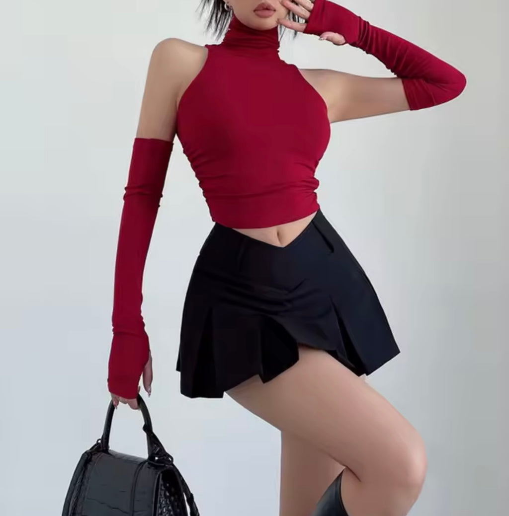 Seamless Ribbed Turtleneck Crop Top