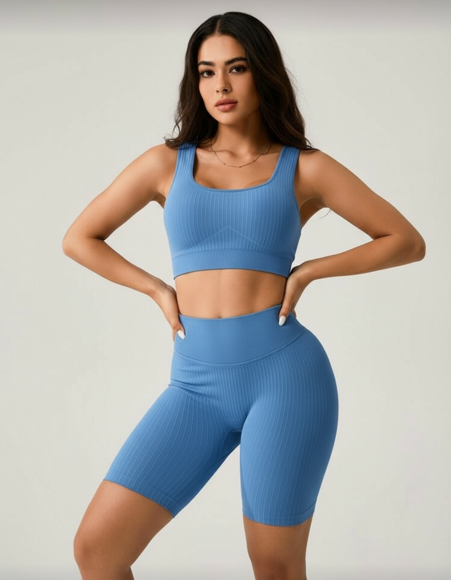 Ribbed Crop Top & Shorts Activewear